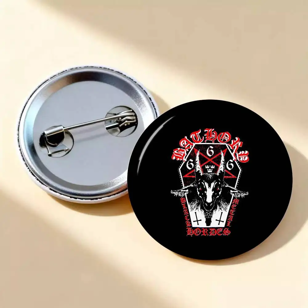 Retro Band B-bathory Heavy Metal Photo Brooches Creative Round Badge Gifts Pins 32/44/58mm