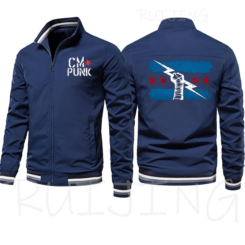 2024 Spring and Autumn New Famous Wrestler Returns CM Punk Men\'s Windproof Jacket Street Sports Casual Coat Windproof Jacket