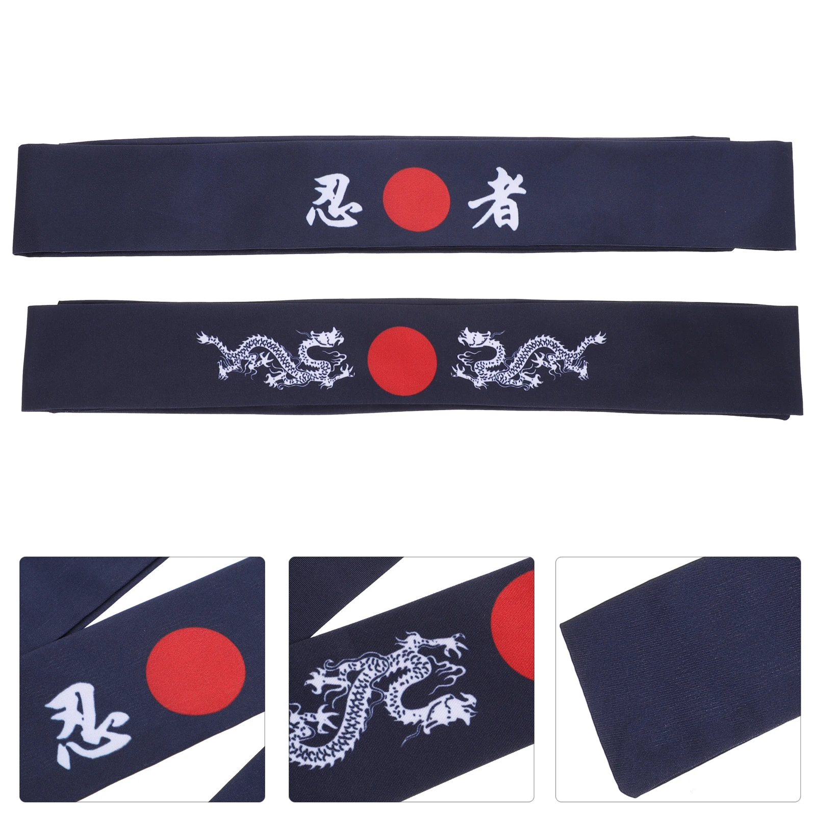 2 قطعة عقال ياباني بوشيدو التنين نمط الرياضة ممارسة الطبخ المطبخ دائم عرق الفرقة اليابانية عقال