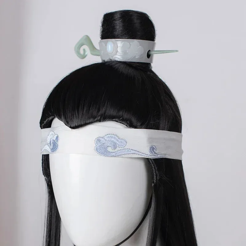 ss23In Stock Mo Dao Zu Shi Xichen شعر مستعار تأثيري أنيمي Lan Xi Chen هالوين أسود طويل كوس خصلات الشعر المستعار