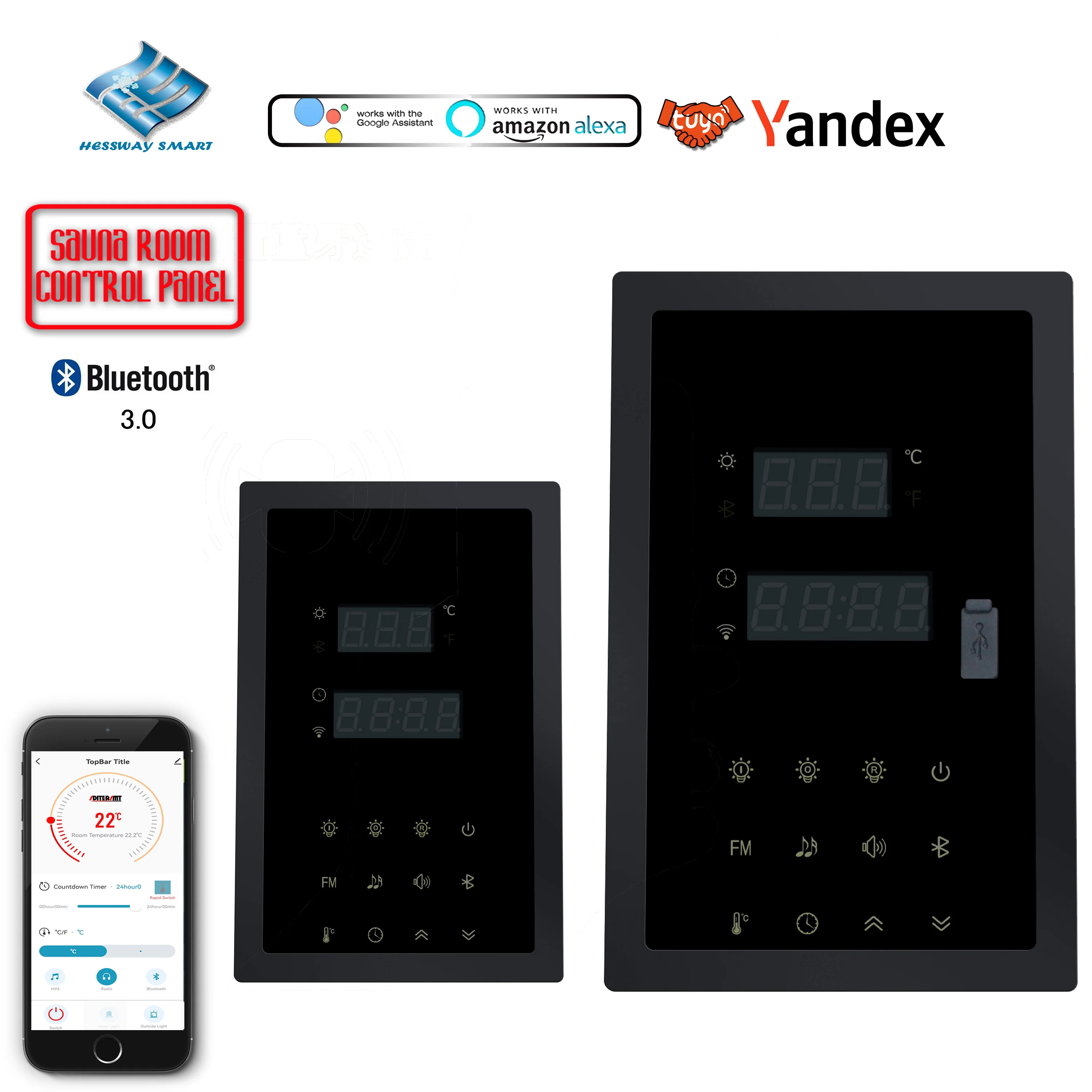 Imagem -03 - Módulo de Controle Remoto da Sauna de Wifi do App com Multi-função Mp3 fm Bluetooth Interior Exterior Interruptor de Luz Ventilador ux Eletroterapia