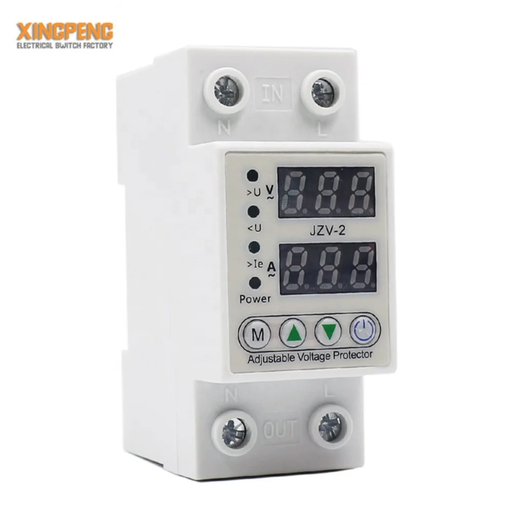 AC 220V Adjustable Intelligent Phase Digital Over And Under Voltage Protection Device Stabilizers With Over Voltage Protector