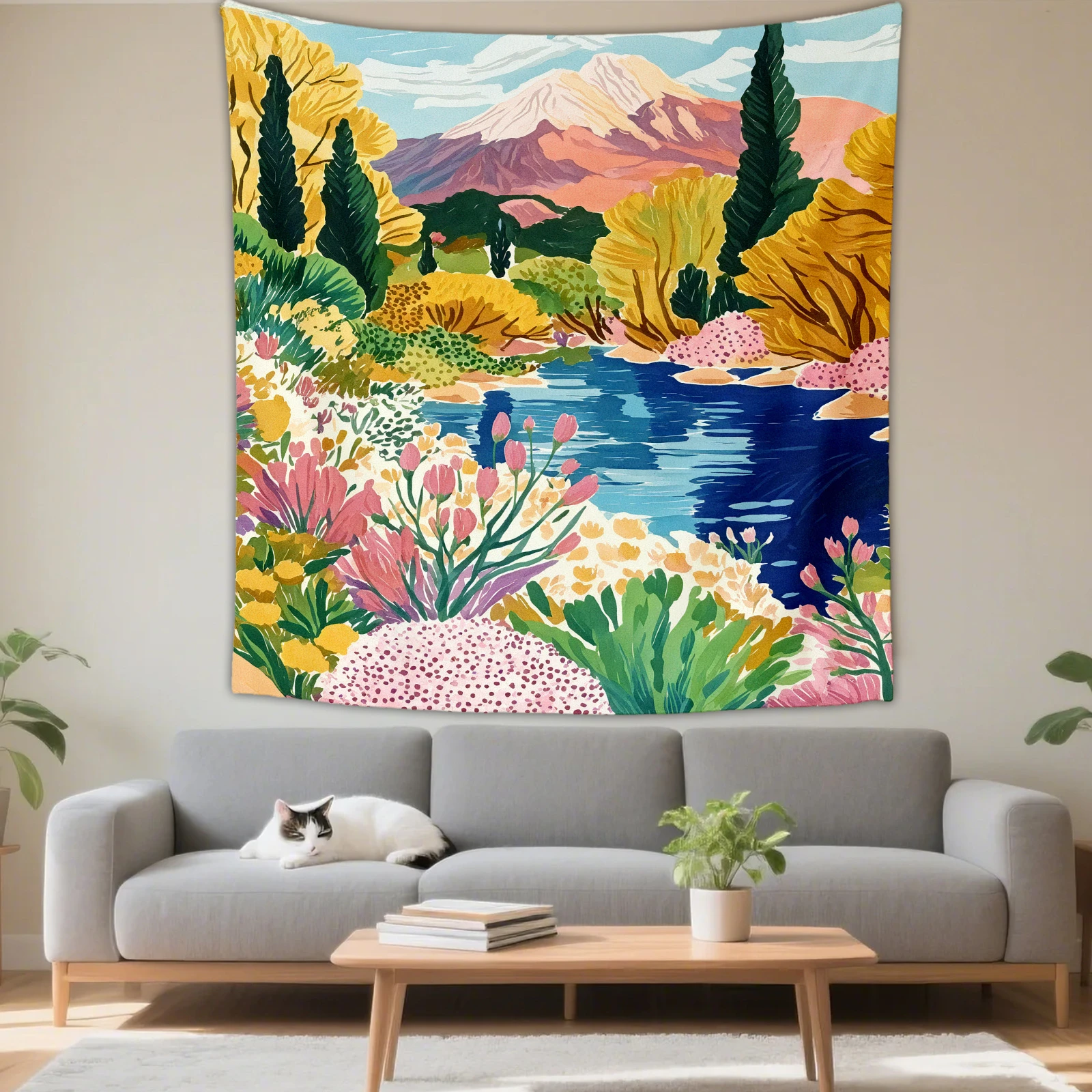 VIKAMA Sun Face & Leopard Tapestry Wall Hanging, 6 Assorted Designs, Wall Art Decor for Bedroom Living Room
