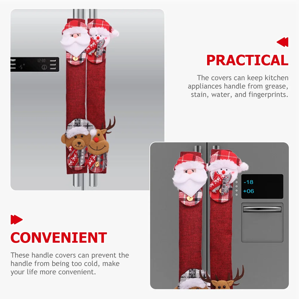 

8Pcs Refrigerator Door Handle Cover Christmas Decor Anti-Cold Flexible Metal Surface Protection for Home Hotel Office
