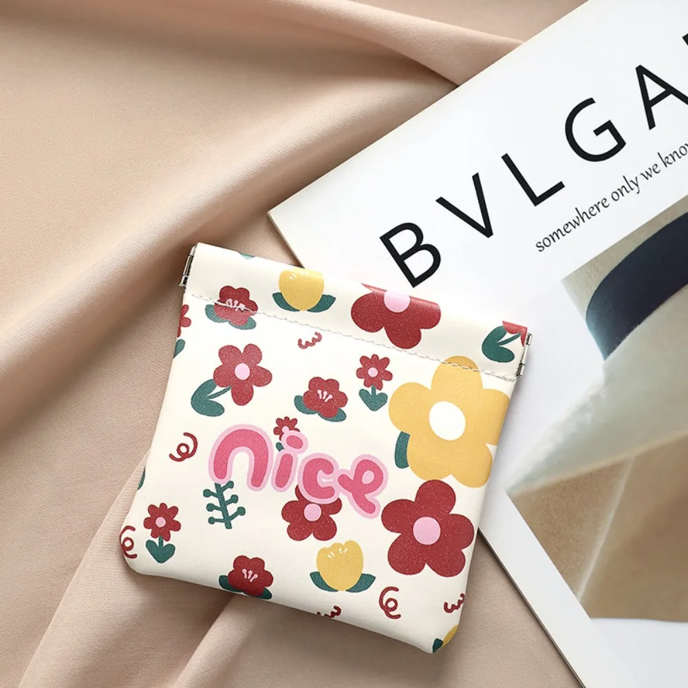 

High Quality Automatic Closing Mini Cosmetic Bag Cartoon Pattern Soft Pu Leather Lipstick Bags Portable Travel Storage Bag