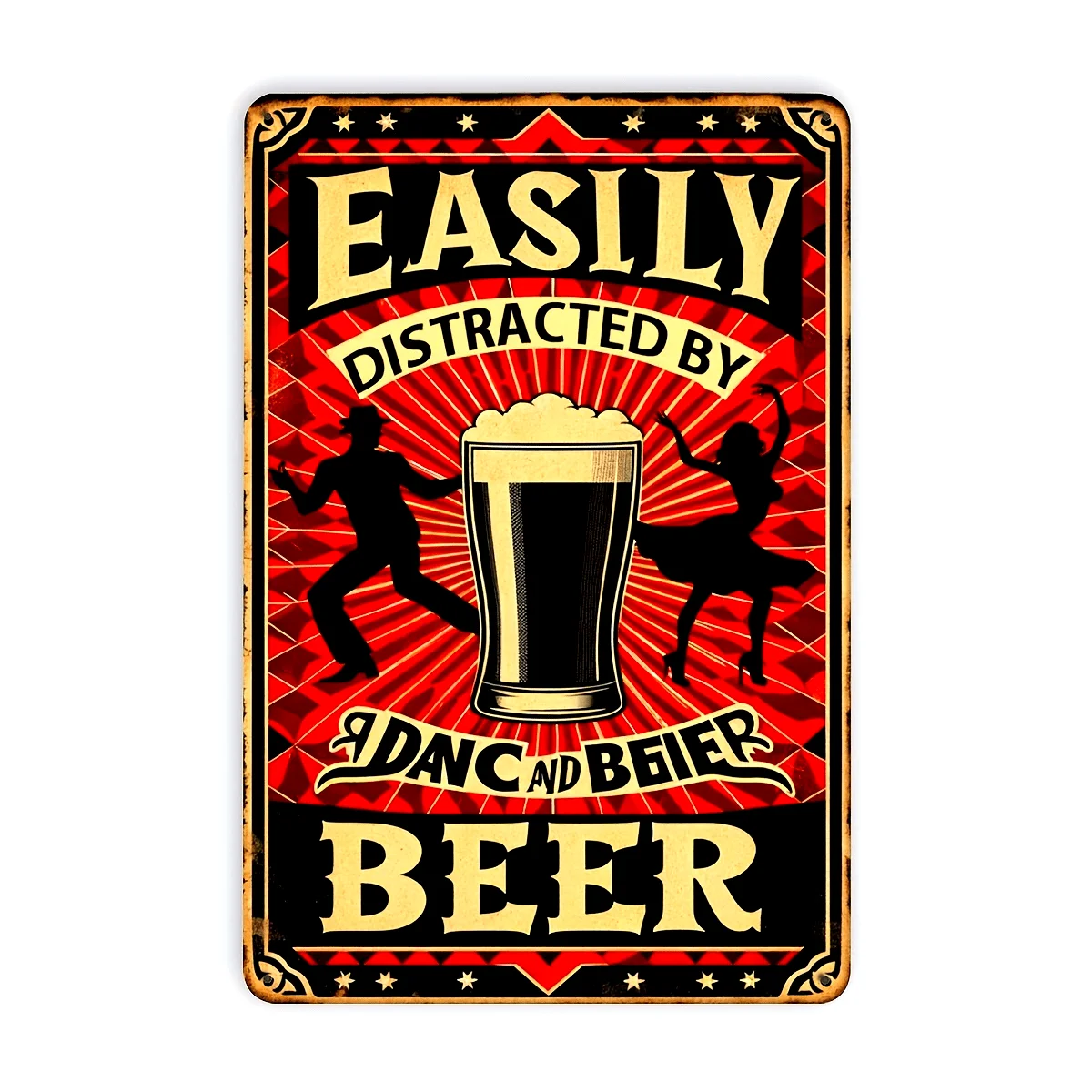 Vintage Dance & Beer Metal Sign -Perfect Wall Art for Home,Bar,Gym,Boxing Club | Safe Rounded Corners|Ideal Gift for Enthusiasts