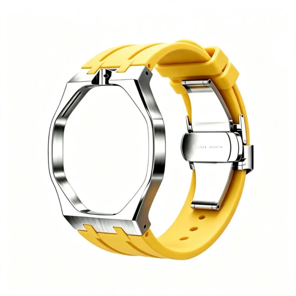 Royal Oak Inspired Metal Watch Case with Silicone Strap Compatible with Swatch Collaboration AP Style Custom Watch Parts