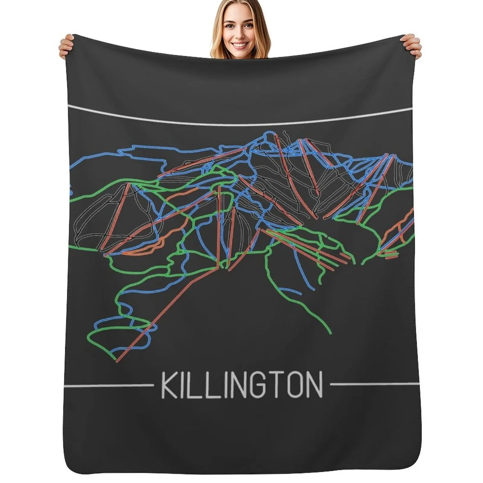

Killington Trail Rating Map Throw Blanket Blankets For Baby manga Decoratives Furry Blankets