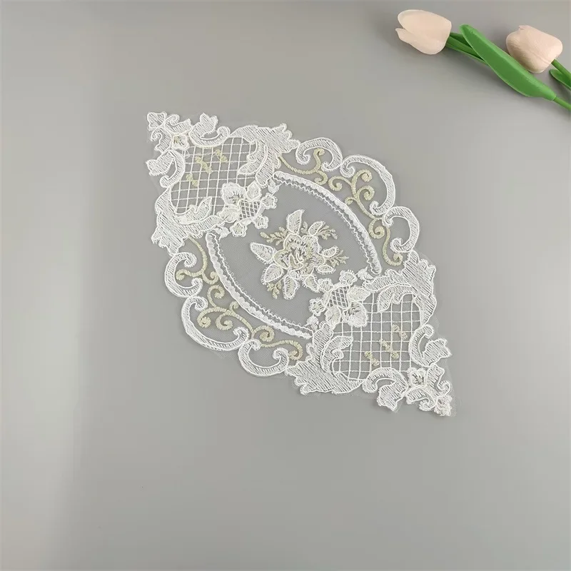 

Chinese classic embroidery crochet hollow process oval tablecloth table mat set kitchen living room storage cabinet dust decor