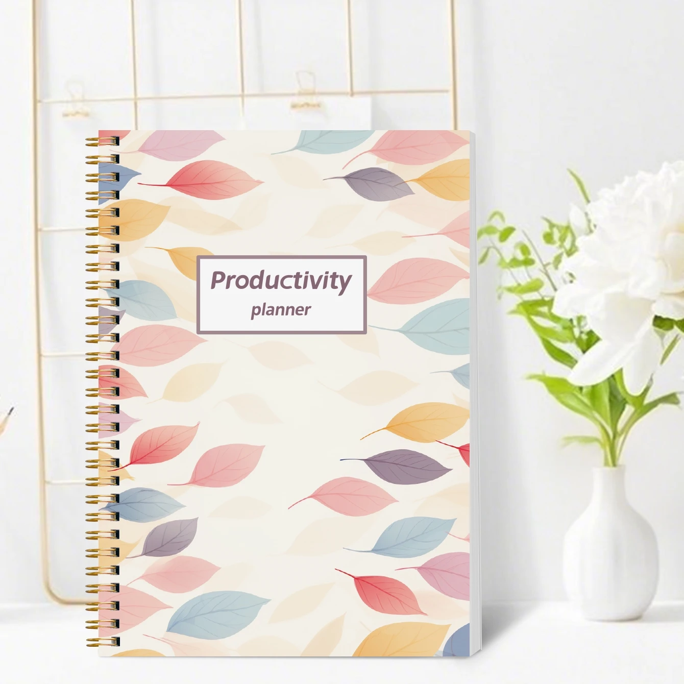 1-teiliger Produktivitätsplaner, Tagesplaner, keine Daten, farbige Seiten, inklusive Anleitung, fester Einband, Spiralbindung