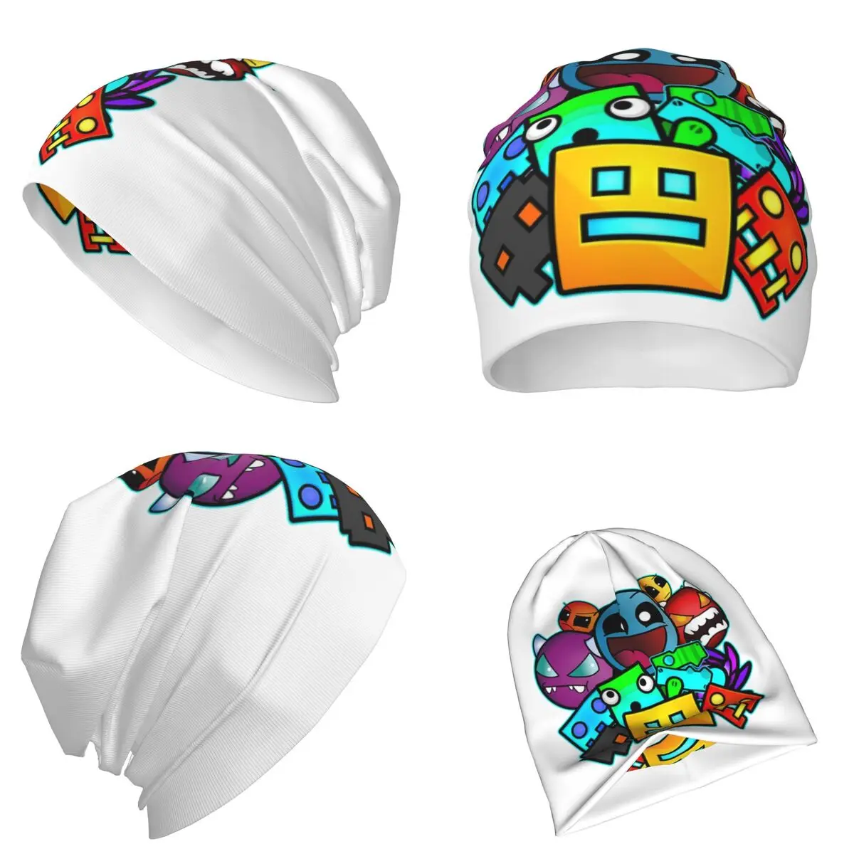 Geometry Dash Old School Gaming Warm Knitted Cap Fashion Bonnet Hat Autumn Winter Outdoor Beanies Hats for Unisex Adult
