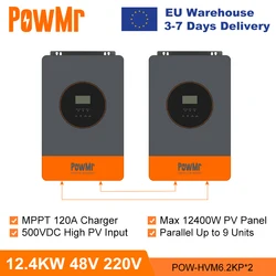PowMr 12.4KW Hybrid Solar Inverter 48V 220V Off Grid Inverter with MPPT 120A Charger Work without Battery Parallel Up to 9 Unit