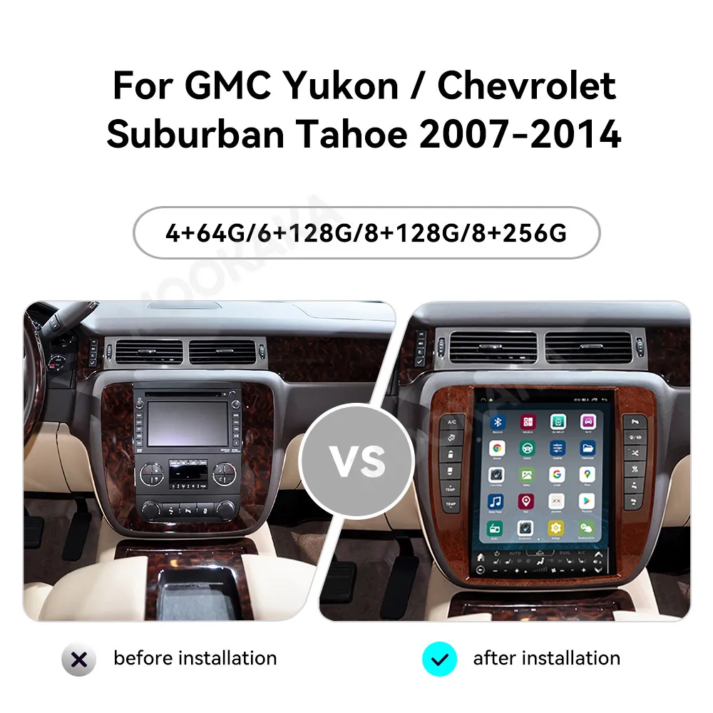 Android 14 Radio Carplay For GMC 2007~2014 GPS 12.1 Inch Multimedia Intelligent Navigation Car Stereo Receiver player Head Unit
