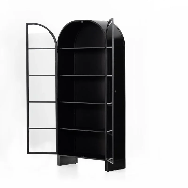 

American simple solid wood bookcase living room light luxury modern display cabinet arched locker wall decorative cabinet so