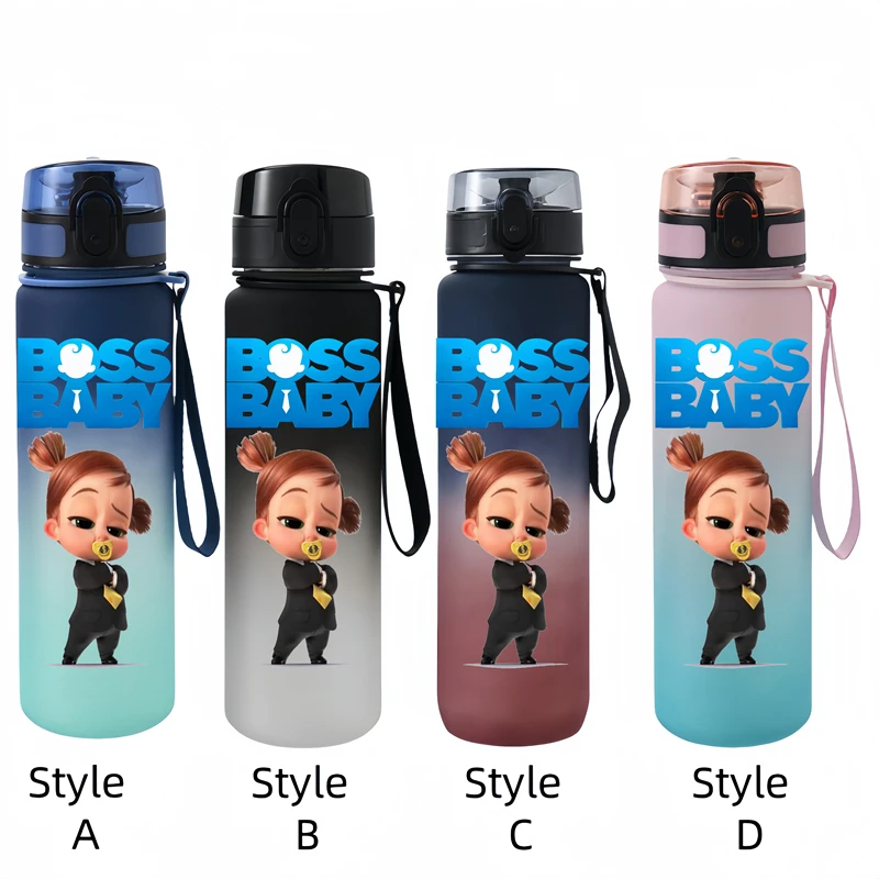 650ML De Boss Baby schattige Anime Karakters Waterbeker Draagbare kinderen Outdoor Grote Capaciteit Plastic Antidrip Waterfles