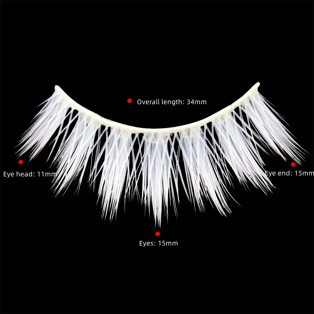 3Pairs of White Natural Crossed False Eyelashes Bushy Extension Anime Imitation Cosplay Exaggerated Makeup White False Eyelashes