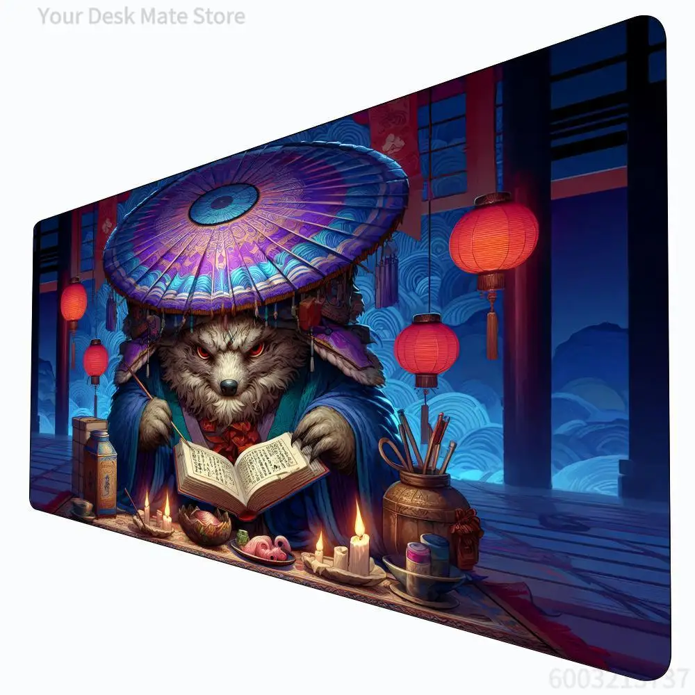 Tapis de jeu MTG Evil Tanuki Scholar, tapis de combat pour cartes magiques, antidérapant, durable, 35x60cm, tapis de jeu Commander, tapis de jeu de société pour TCG
