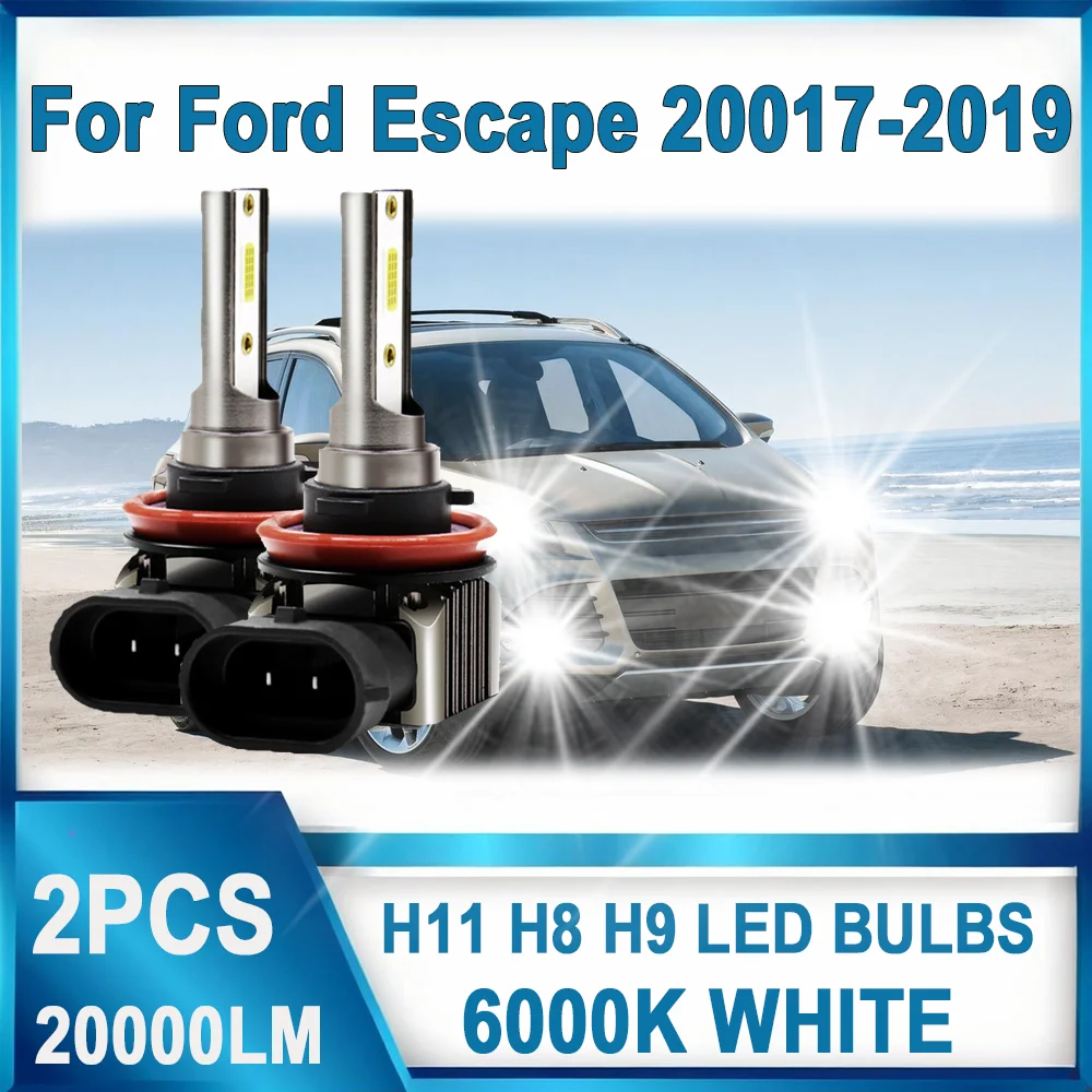 

2PCS 120W High Power H11 H8 H9 LED Fog Lights 3570CSP 20000LM LED Fog Lamps 12V 6000K Plug And Play For Ford Escape 2017-2019