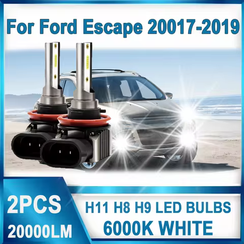 2PCS 120W High Power H11 H8 H9 LED Fog Lights 3570CSP 20000LM LED Fog Lamps 12V 6000K Plug And Play For Ford Escape 2017-2019