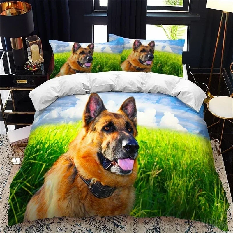 German Shepherd Dog 3d Bedding Set Pet Dog Duvet Cover Set HD Comforter Cover Bedclothes for Kids Bedding Sets Bedroom Decor