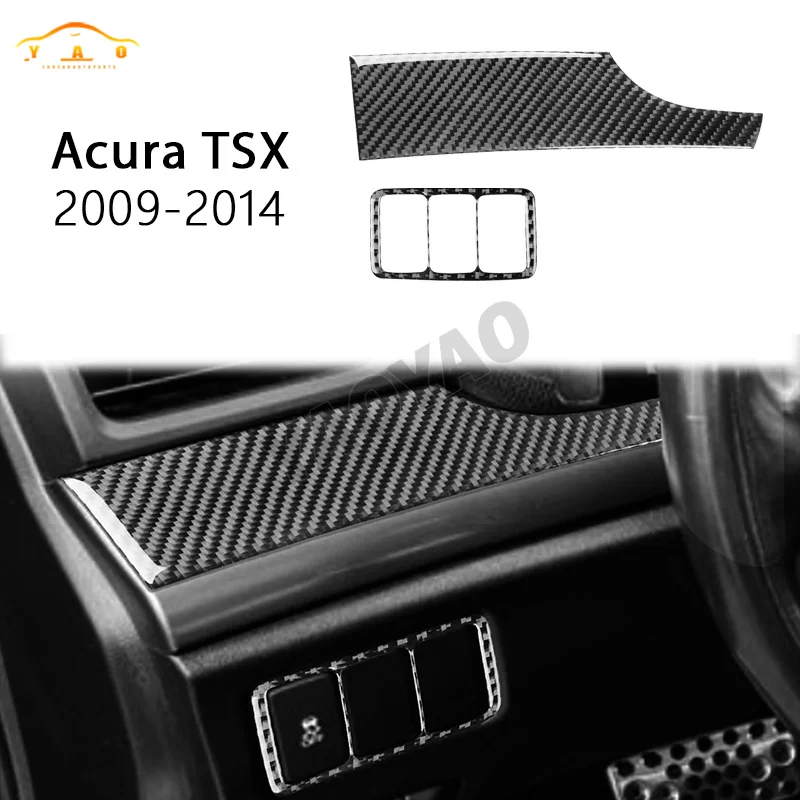 

Real Carbon Fiber Sticker Instrument Headlight Switch Panel Cover Car Accessories Interior Decorative For Acura TSX 2009-2014