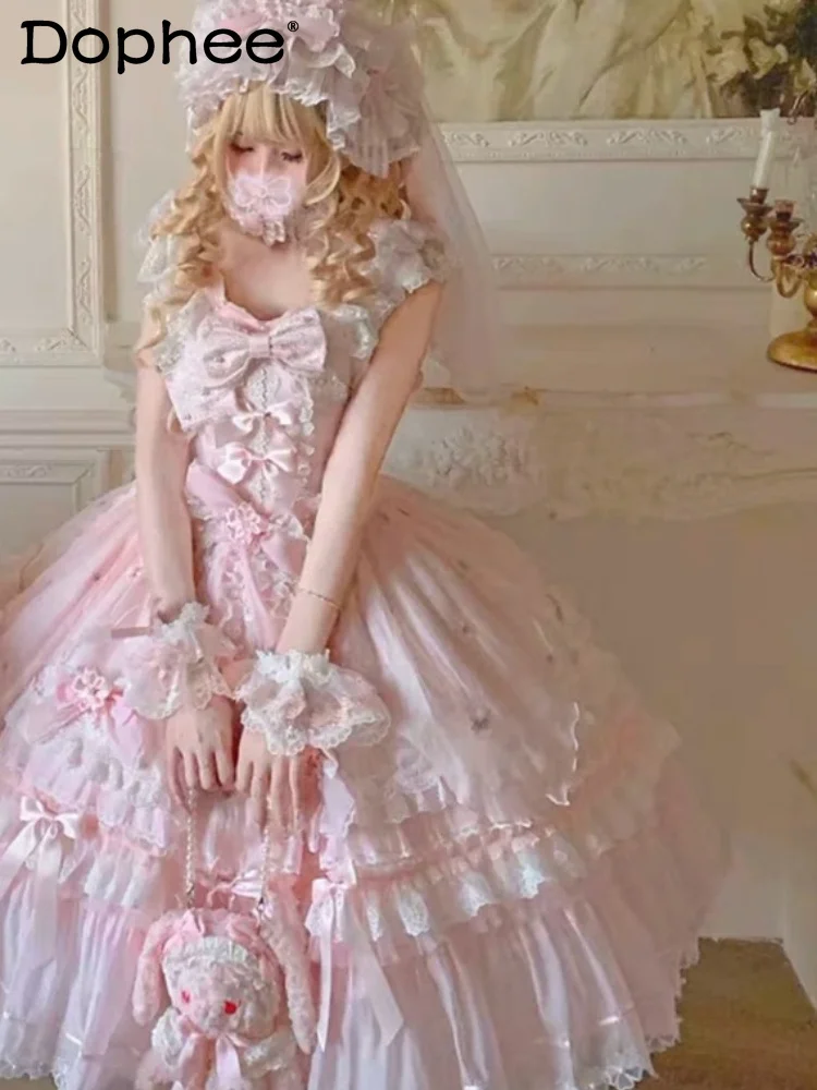 

Sweet Sister Lolita Pink Evening Dress Japanese Original Birthday Bar Mitzvah Princess Temperament Fluffy Dress