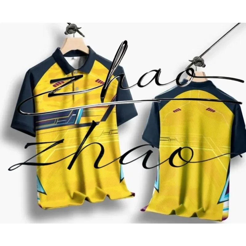 

Men's Polo Shirt Business Casual Short Sleeve Pattern Printed Button T-shirt Summer Motorcycle and Car Racing Clothing