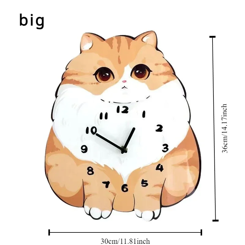 Cat Cute Cartoon Creative Swing Wall Clock Home Living Room Bedroom Decoration Mute No Punch Hanging Wall Clock