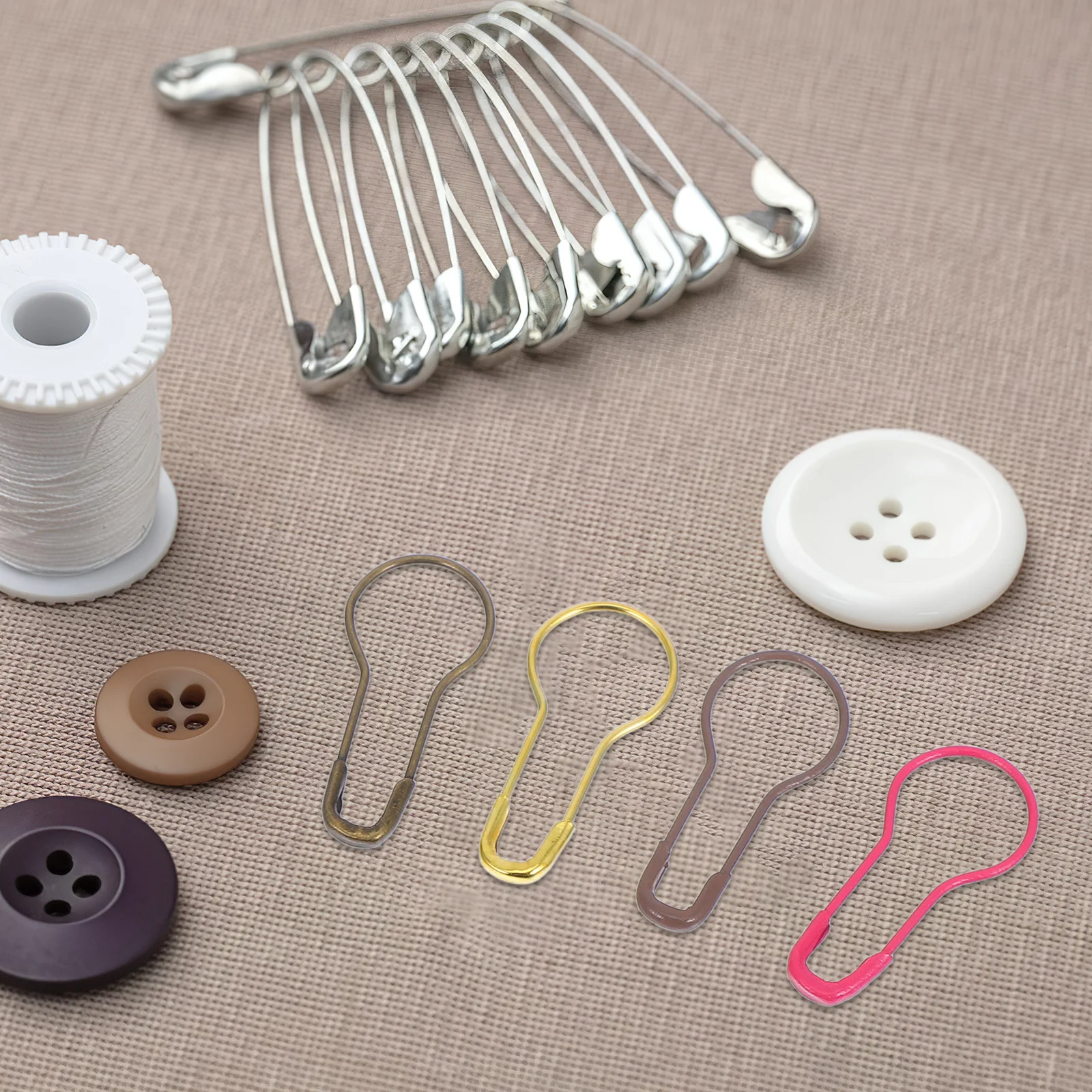 

300pcs Safety Pins Metal Gourd Shape Assorted Colors For Diy Craft Clothing Knitting Stitch Marker Bulb Pins