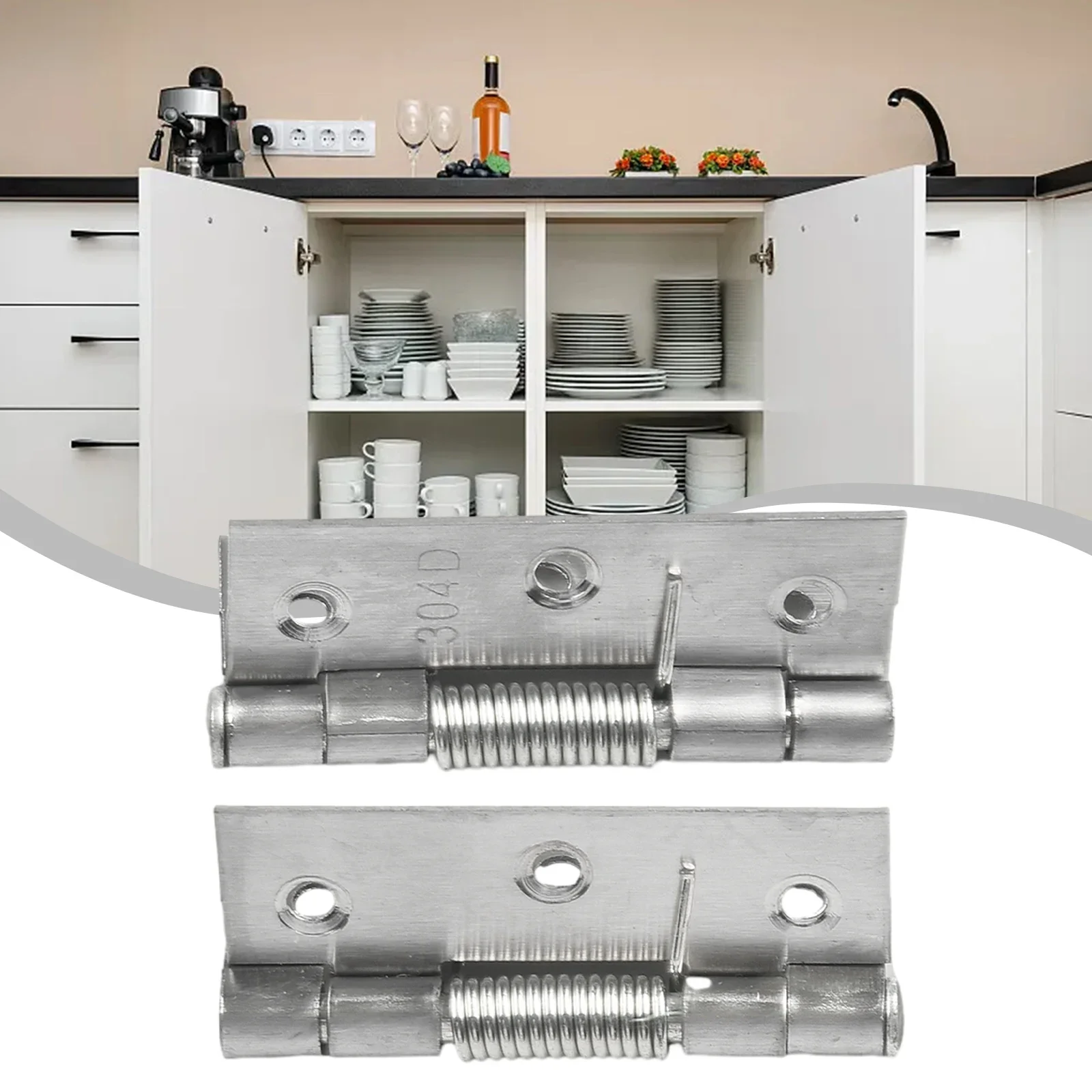 2pcs Self Closing Spring Door Hinge Stainless Steel Hinge For Cabinets Door Closer Automatic Rebound Hinge Furniture Hardware image 6