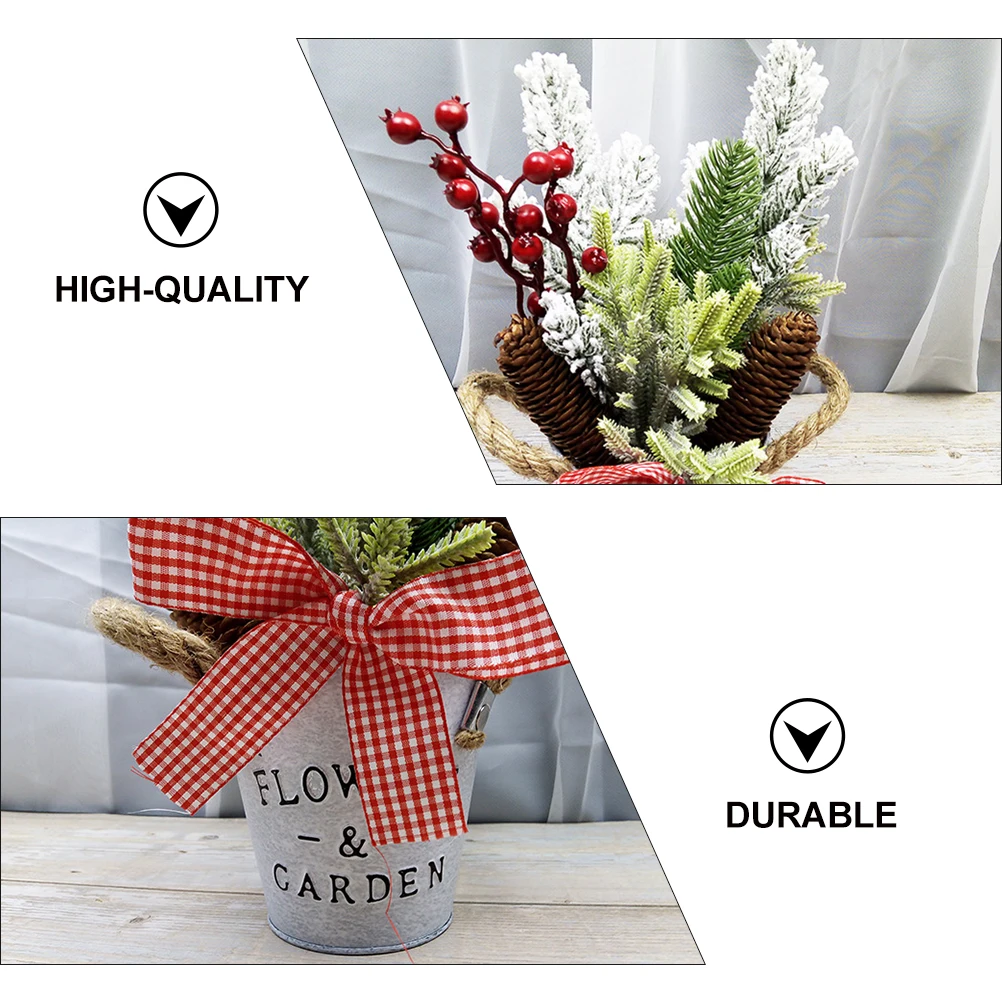 

naments PVC Rope Bucket Christmas Tree Model Simulated Christmas Tree Mini Table Decor for Party Layout Scene DIY