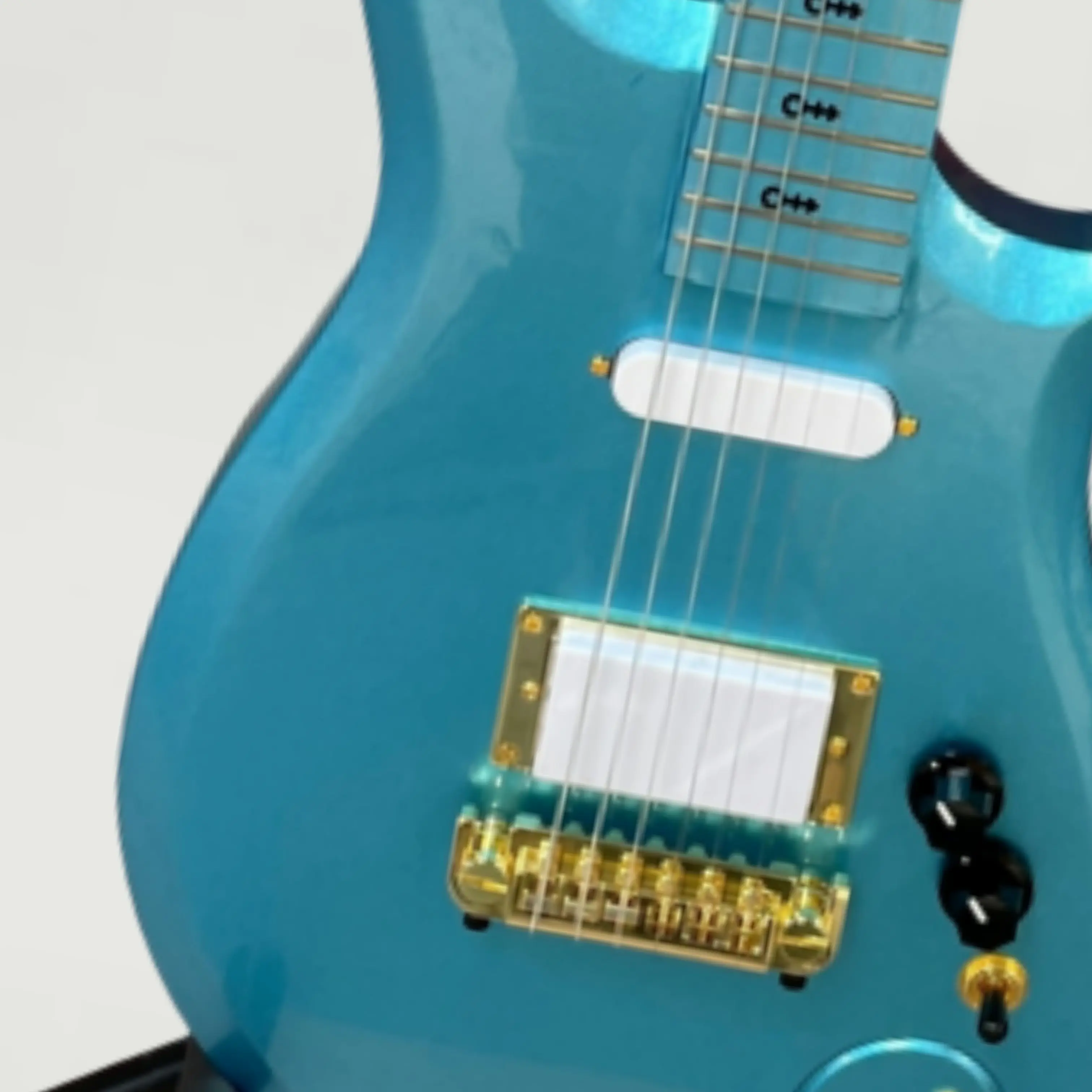 6-String Solid Body Electric Guitar, Metallic Blue Gloss Finish Guitars, Smooth Full Tone For Live Stage Performers Guitarra