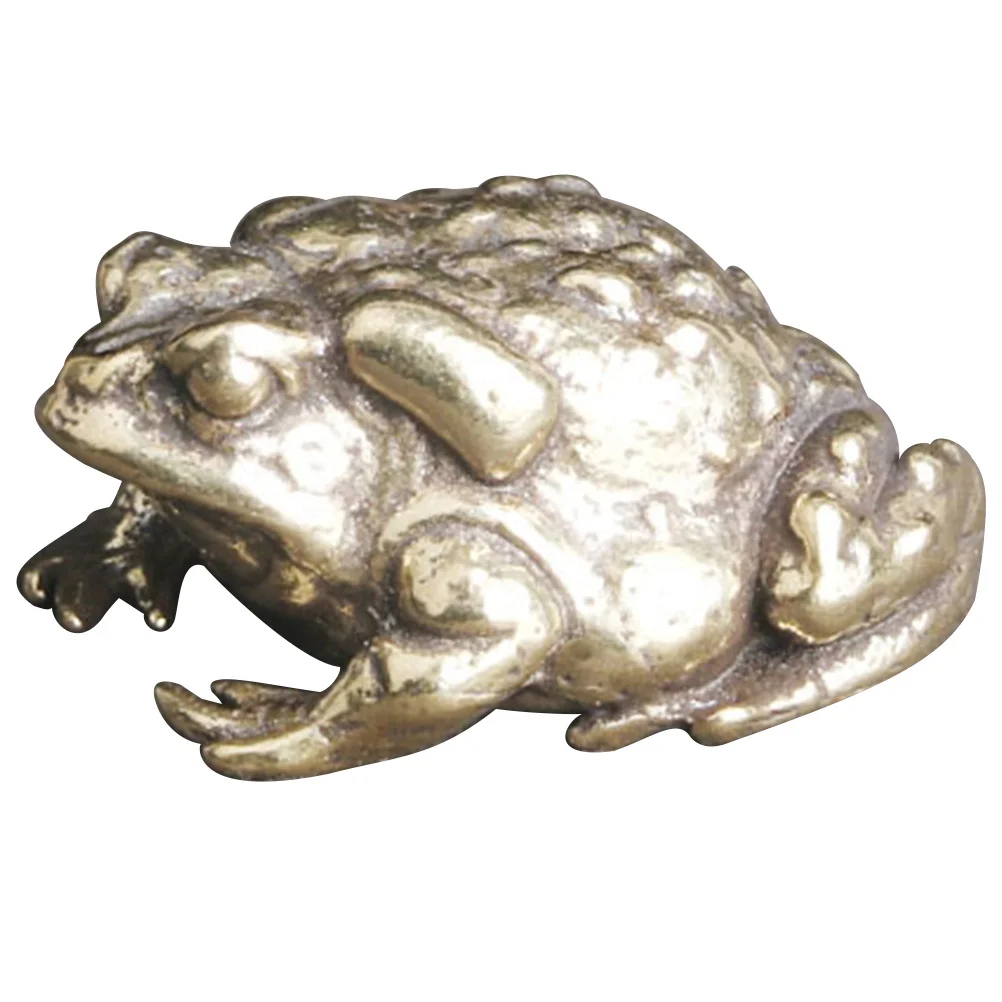 

Vintage Brass Toad Decoration Handcrafted Wealth Attracting Home Office Desk Ornament for Living Room Dining Table Centerpiece
