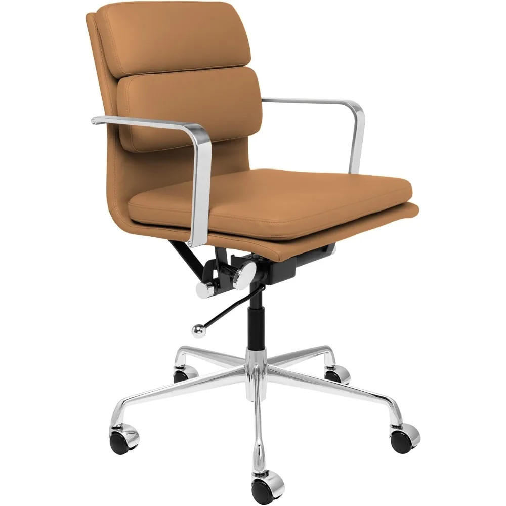 

Mid-Back Swivel Office Chair with Padded Seat and Armrests for Management Desks