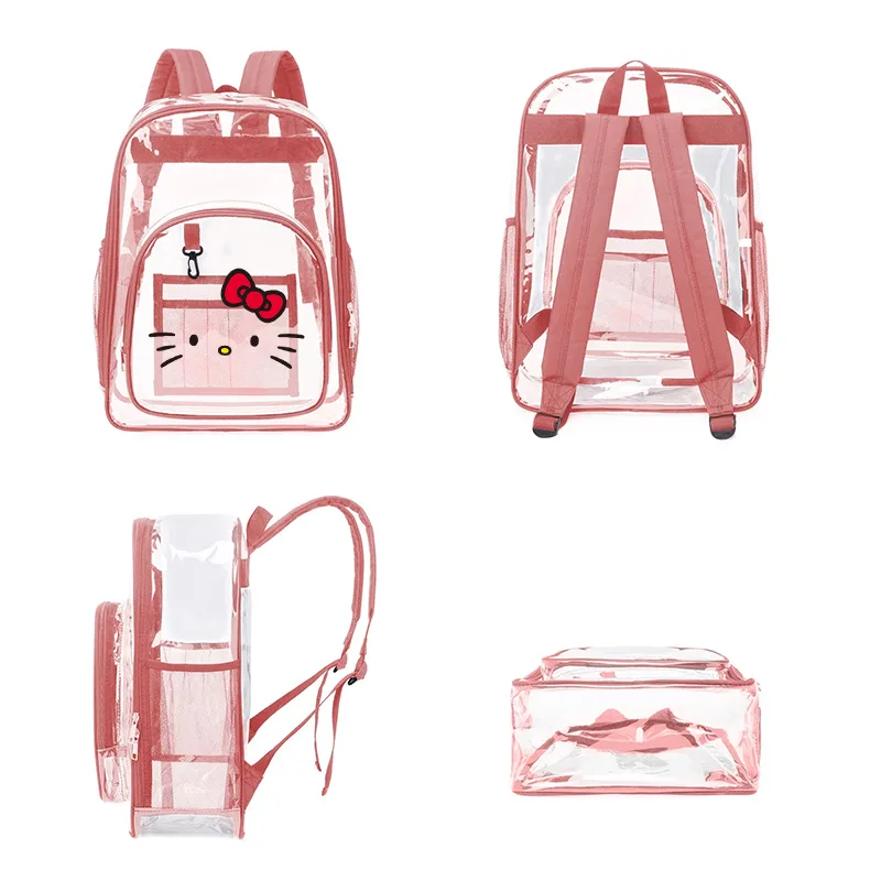 Kawaii Sanrio Hello Kitty Cartoon Outdoor Clear Backpack Waterproof Backpack Storage Bag Student Schoolbag Stationary Girl Gift