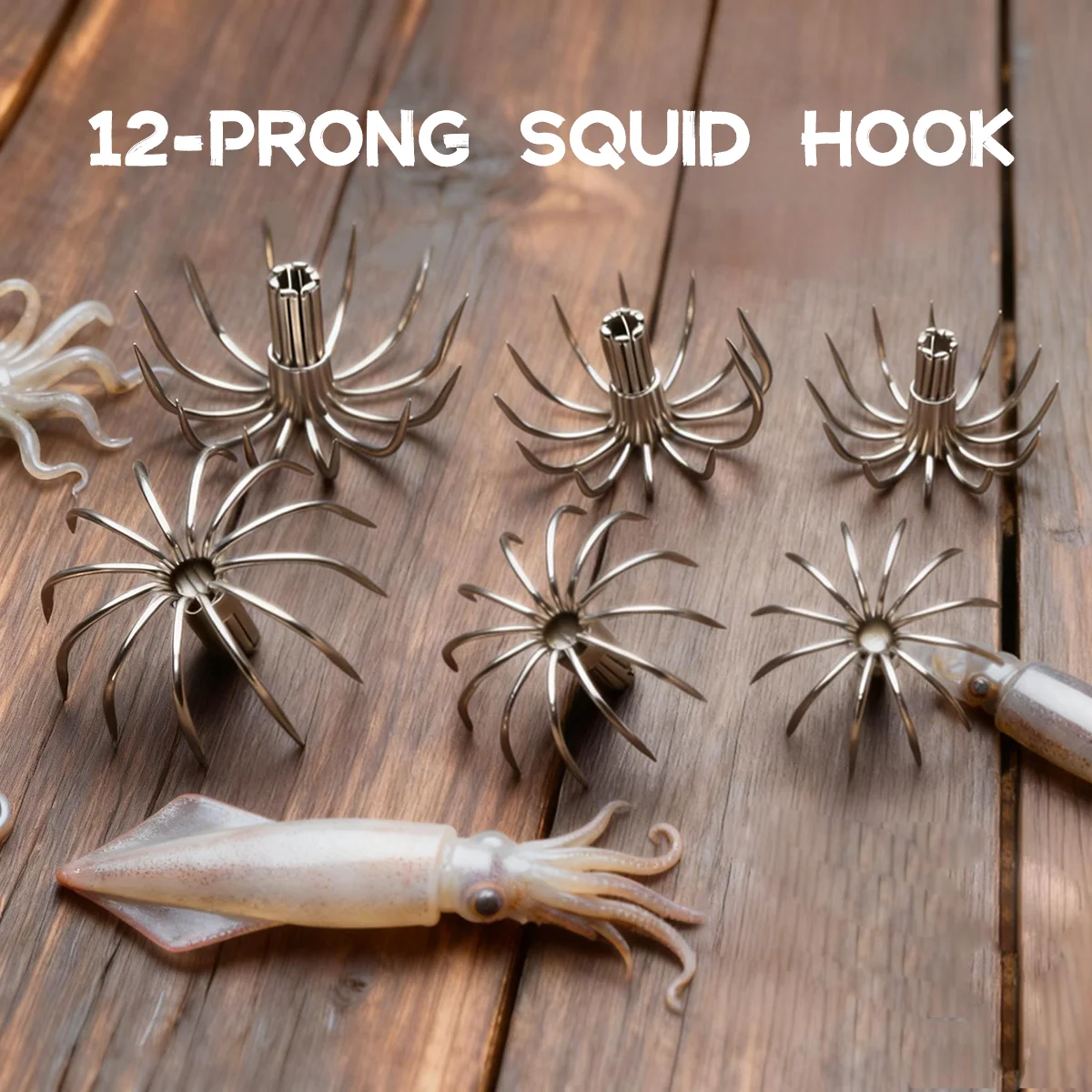 

High quality squid umbrella hook, 12 claw sharp sea fishing soft hook, stainless steel clamp hook, Non barbed squid hook, jig