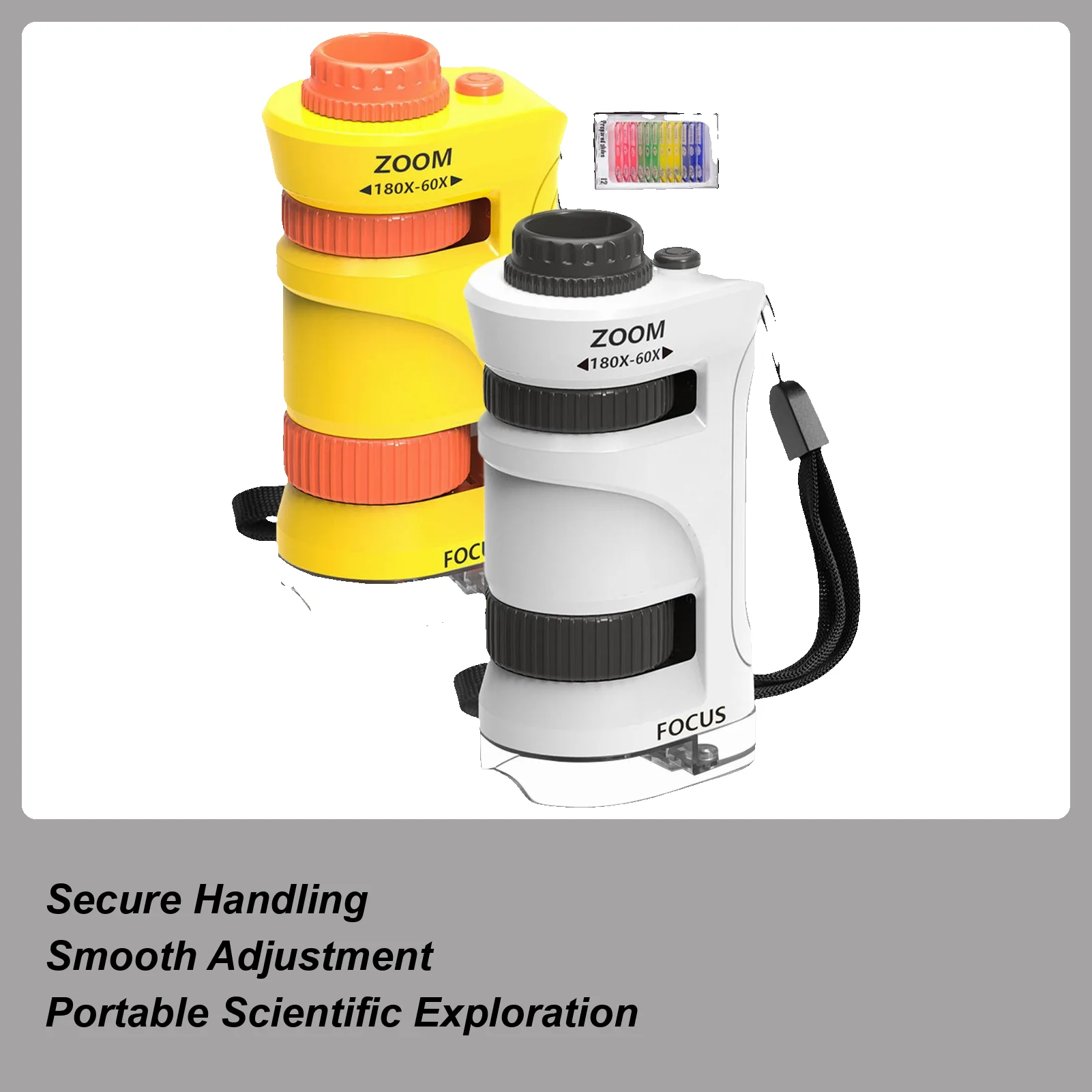 

Детский портативный микроскоп с зумом 60-80X, детский микроскоп с 12 шт. слайдами, обучающая научная игрушка для кемпинга, школы