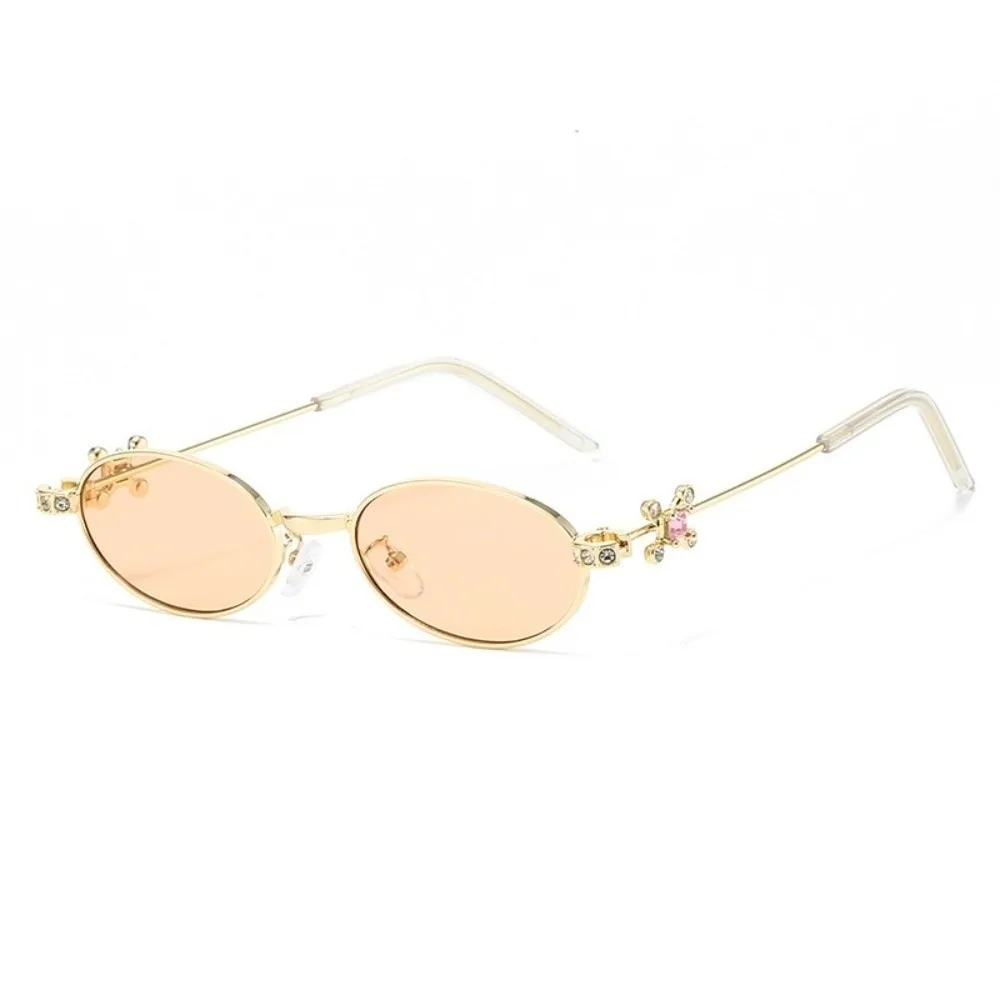 

Retro Bling Rhinestone Sunglasses Small Steampunk Oval Women Eyewear Uv400 Y2k Anti-Blue Light Spectacles Outdoor