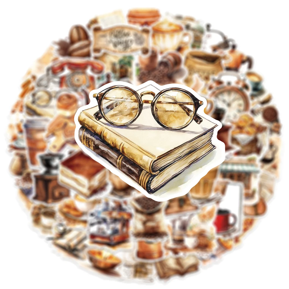10/30/50pcs 빈티지 카페 낙서 스티커 만화 커피 Cocao 데칼 가방 편지지 전화 귀여운 장식 스티커 장난감