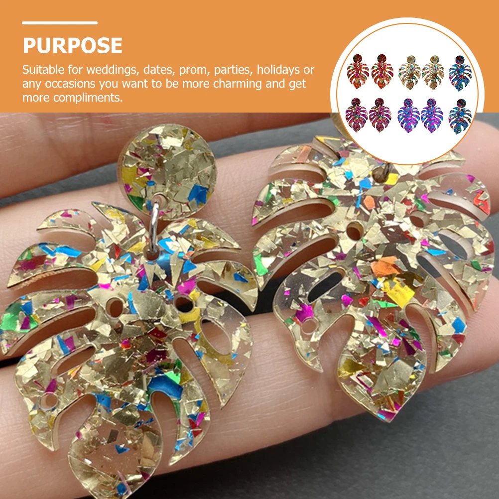 

Bohemian Dangle Drop Earrings Leaf Shaped Sequin Acrylic Women Jewelry Gift For Wedding Party Summer Valentines Mom