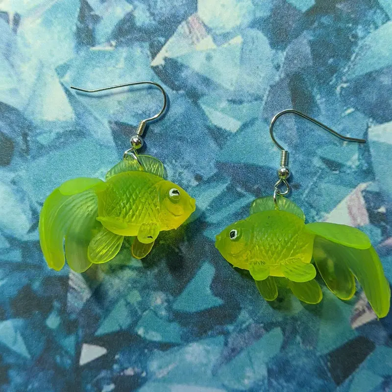 Multicolour Goldfish Women's Earrings Creative Jewelry Neon Plastic Fish Toy Drop Earrings Personalized Girl Party Gifts