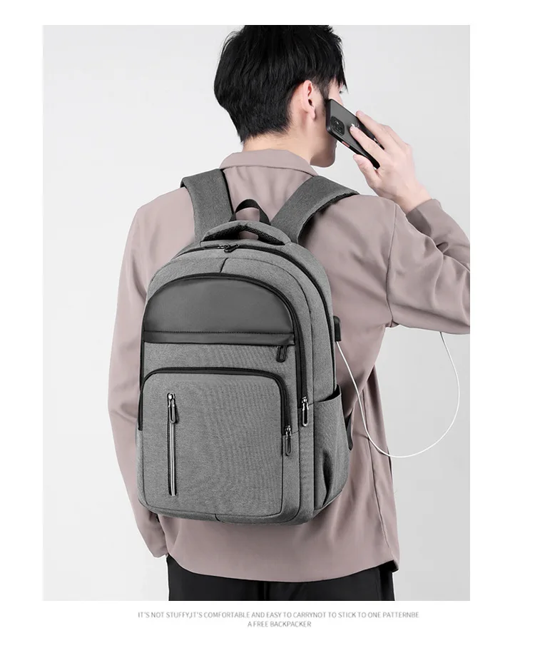 Laptop Backpack USB Charging 15.6 In Business Travel Rucksack Water Resistant Nylon Anti Theft Reflective Daily Commute School