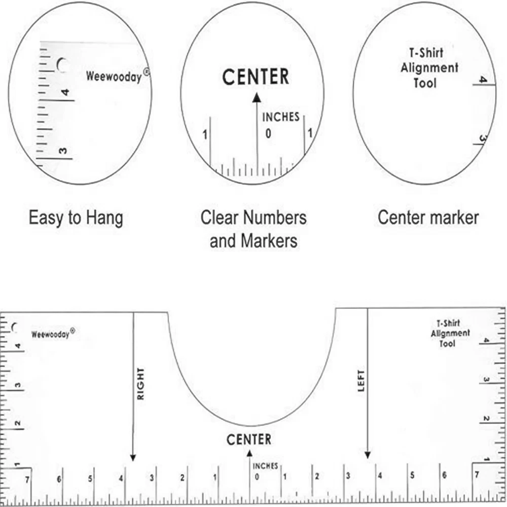 1/4pcs T-Shirt alignment Ruler Centering Tool  Placement Graphic Guide  Acrylic sewing ruler