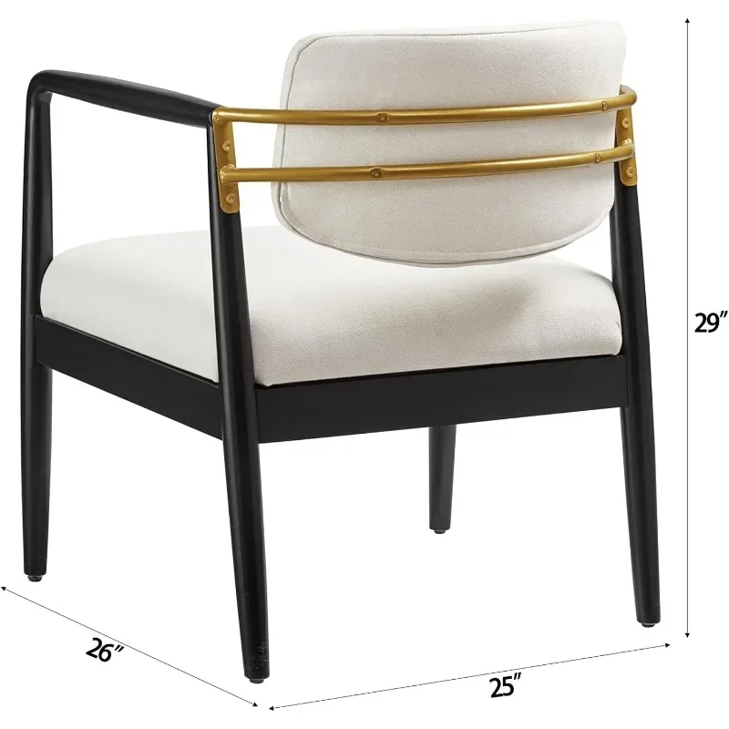 Modern Accent Chair Upholstered Club Chair Comfy Side Armchair with Wooden Frame, Ivory