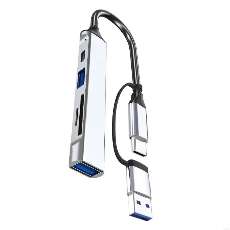 

Q1JF USB/USB C HUB 5 в 1 Multiport Adapter USB Port USB C Dongle Card Reader