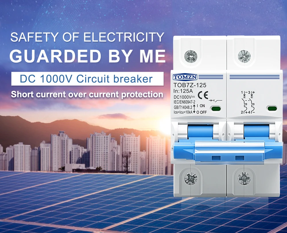 TOMZN 2P 1000V DC MCB TOMZN 80A 100A 125A Leistungsschalter PV-System C-Kurve Batterie-Hauptschalter – Detail 1