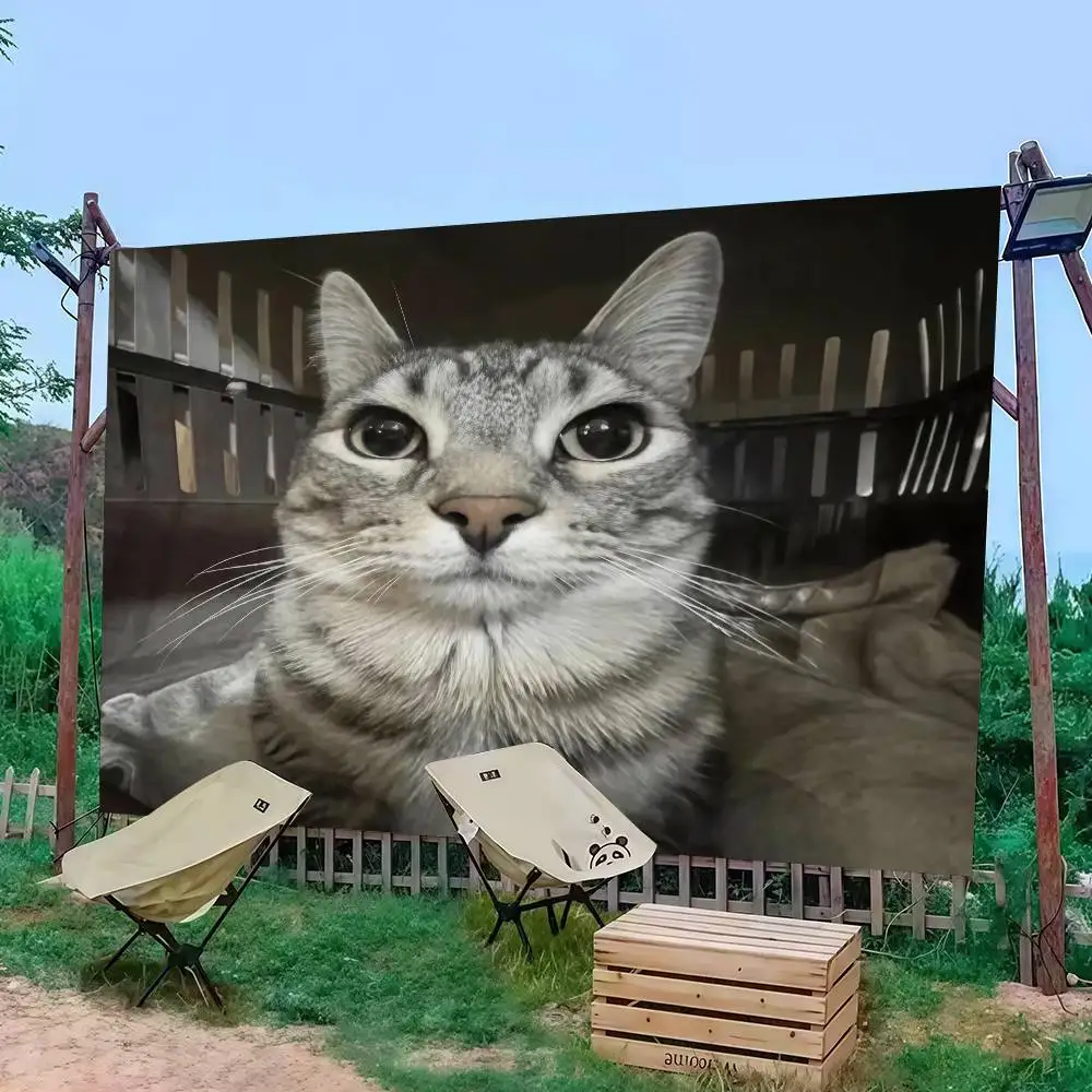 

Funny Cat Meme Kawaii Animal Flag Decoration Outdoor Picnic Party Home Camping Party Art Hanging Banner