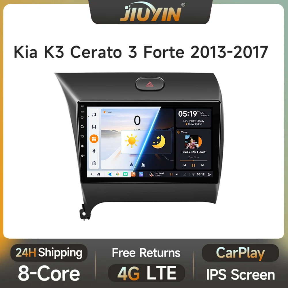 JIUYIN  Android 13 For Kia Cerato 3 K3 Forte 2013 - 2017 Car Radio Multimedia Video Player Navigation GPS Carplay 2 Din 4G