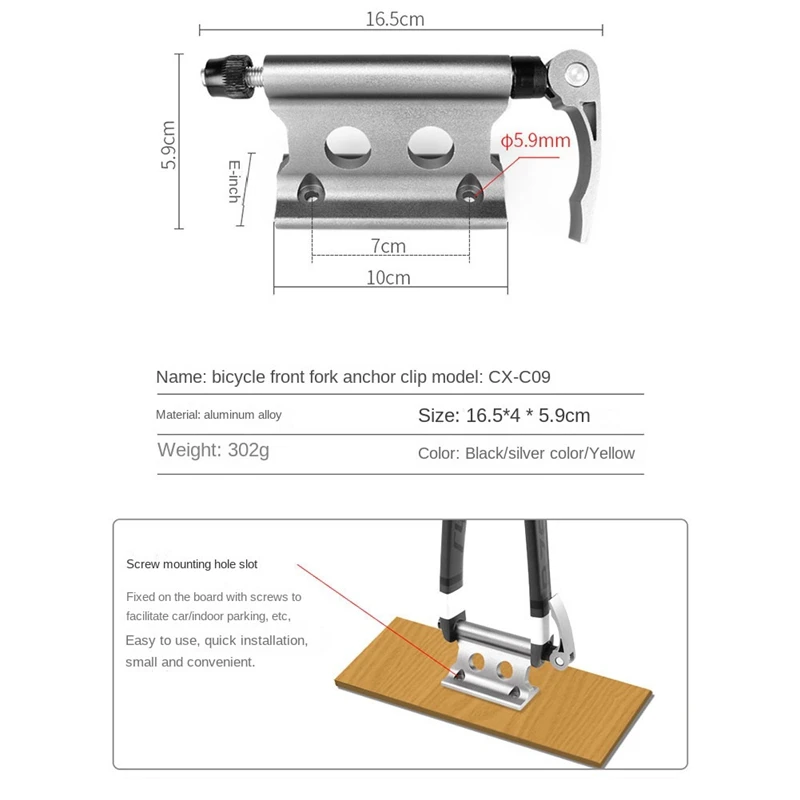 Bicycle Bike Front Fork Quick Release Retaining Clip Dismountable Attaching Clamp Portable Cycling Part Black-A79M view 4