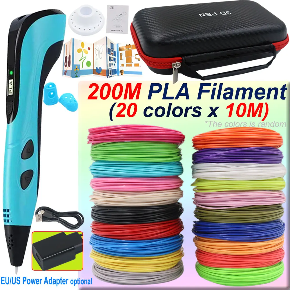 3D Pen Set New Children's 3D Pen With LCD Screen Color PLA Filament Storage Box Power Adapter Boys Girls Christmas Birthday Gift